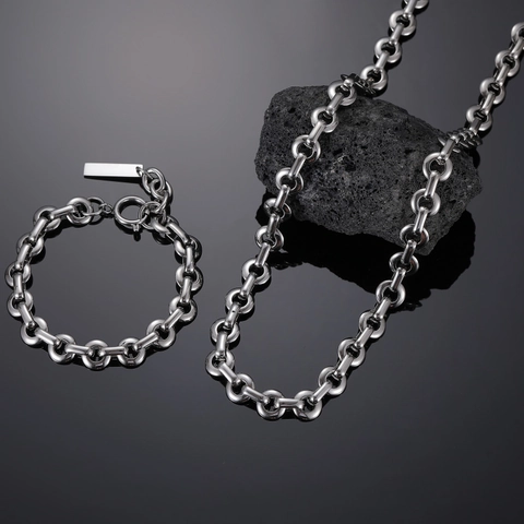 Collana A Catena Industriale In Acciaio Al Titanio Per Uomo Donna Minimalista Gioielli In Metallo Pesante Inalterabile Regalo