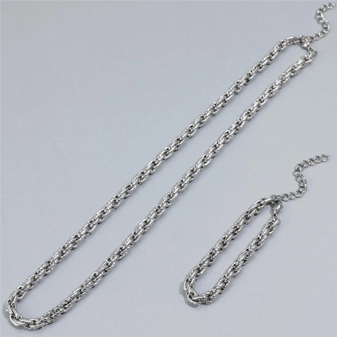 Hip Hop Titanium Steel Rope Chain Necklace For Men Women Polished Silver Twist Chain Link Necklace Bracelet Daily Jewelry