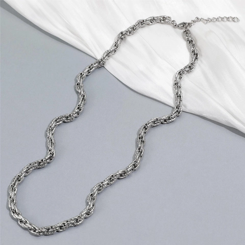 Hip Hop Titanium Steel Rope Chain Necklace For Men Women Polished Silver Twist Chain Link Necklace Bracelet Daily Jewelry
