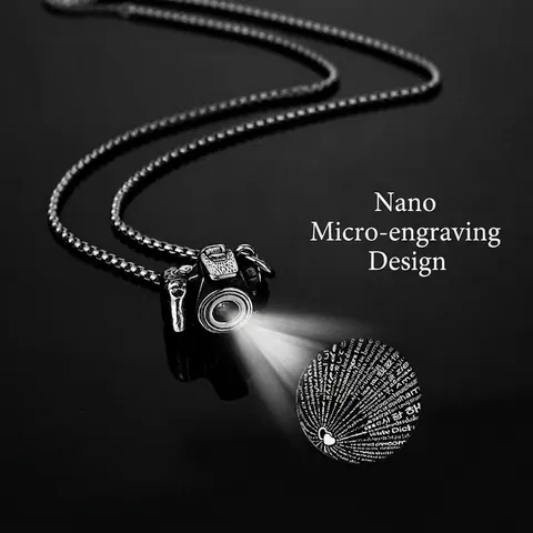Collier Pendentif Projection Appareil Photo Rétro Hip Hop Acier Titane Personnalisé Nano Micro Sculpture Bijoux Mode
