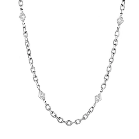 Collana con Pendente a Stella e Rombo in Acciaio al Titanio Unisex Hip Hop Stile Freddo Catena Geometrica per Uomo Donna