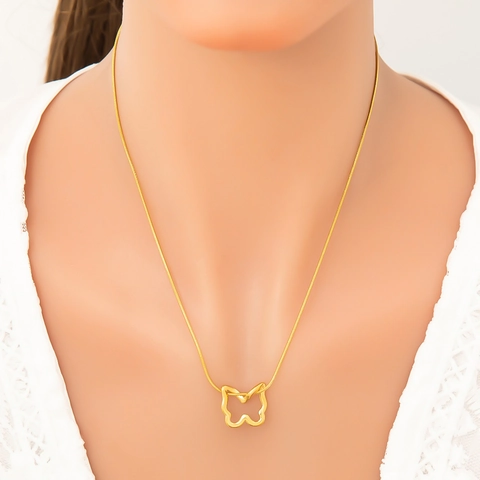 Edelstahl Schmetterling Anhänger Halskette Für Damen Luxus 18K Vergoldet Minimalistische Schlangenkette Schmuck Elegantes Geschenk