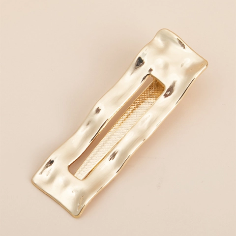 Metallische Welle Geometrische Haarspange Für Damen Gold Silber Gehämmert Textur Entenschnabel Seitenclip Personalisierte Mode Haarschmuck