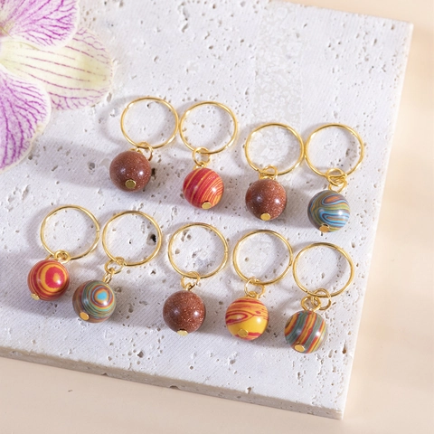 Minimalistische Goldmetall Dreadlock Ringe Mit Bunten Perlenanhängern Ethno-Stil Haarschmuck Für Zöpfe DIY Dreadlock Schmuck