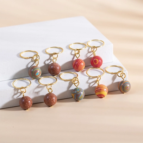 Minimalistische Goldmetall Dreadlock Ringe Mit Bunten Perlenanhängern Ethno-Stil Haarschmuck Für Zöpfe DIY Dreadlock Schmuck