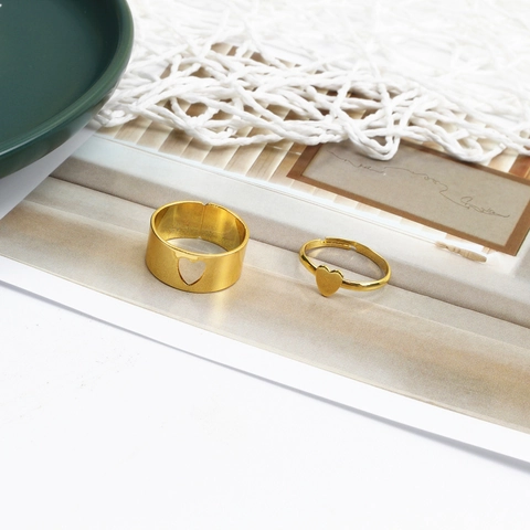 Vintage Metal Adjustable Open Ring Matching Couple Rings For Women Hollow Out Airplane Heart Star Moon Jewelry Gifts