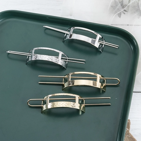 Elegant Alloy Hair Stick For Women Retro Minimalist U-Shaped Hair Fork Hairpin Brushed Polished Gold Silver Hair Accessory