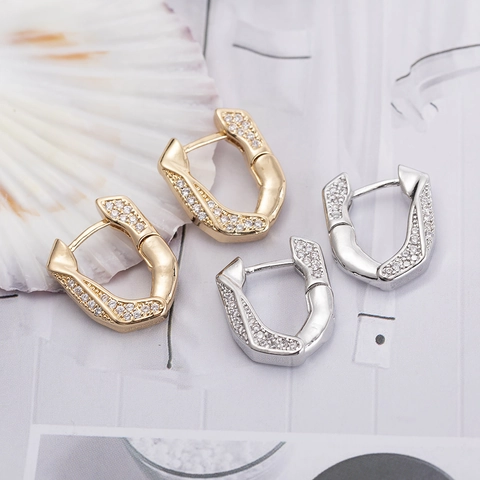 Geometrische Kupfer Strass Eingelegte U-Förmige Creolen Für Damen Minimalistische Mode Galvanisierte Kleine Ohrenschnalle Schmuck
