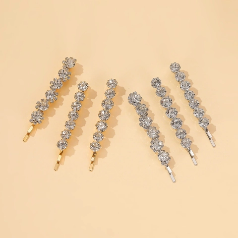 Ensemble de Pinces à Cheveux en Strass Style Coréen Doux Alliage Zirconium Floral Barrettes Or Argent Accessoires de Cheveux pour Mariage Fête Femme