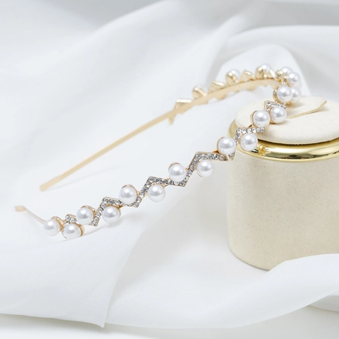 Elegante Cerchietto Ondulato con Künstliche Perle Sintetiche e Strass in Lega Accessori per Capelli Vintage Stile Coreano per Matrimonio Festa Donna Gioielli