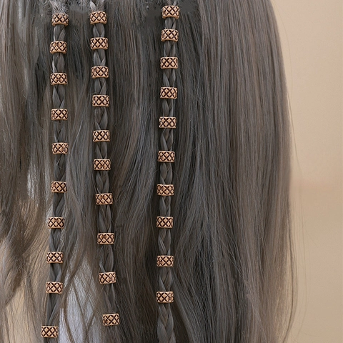 Vintage Dreadlock Perlen Haarflecht Zubehör Kunststoff Strukturierte Stammes Styling Ringe Retro Haarschmuck Für Damen Frisuren