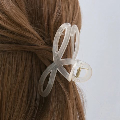 Elegante Grande Pinza Per Capelli In Acrilico Antiscivolo In Resina Minimalista Color Crema Accessori Per Capelli Da Donna