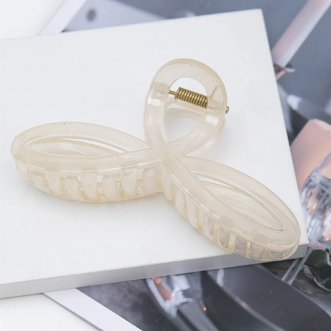 Elegante Grande Pinza Per Capelli In Acrilico Antiscivolo In Resina Minimalista Color Crema Accessori Per Capelli Da Donna
