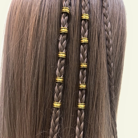 Vintage Alloy Hammered Dreadlock Beads Large Hole Drum Spacer Beads Antique Gold African Hair Decoration Jewelry Findings
