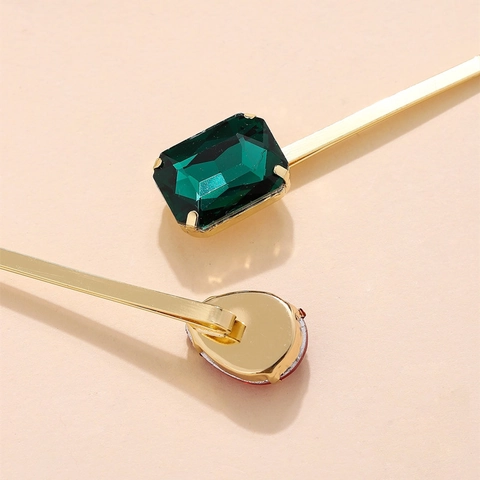 Fermagli per capelli vintage in lega di zinco con strass e cristalli colorati Eleganti design geometrici per donne e ragazze quotidiani