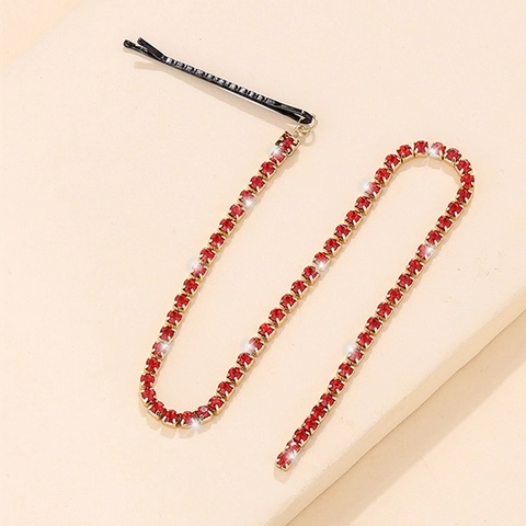 Long Rhinestone Tassel Hair Clip Alloy Crystal Single Row Chain Bobby Pin For Women Wedding Party Fashion Hair Jewelry