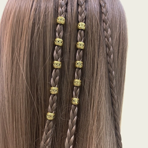 Perline Dreadlock in Lega Vintage Retro Traforate Accessori per Capelli per Trecce Gioielli DIY Oro Antico Decorazione Etnica