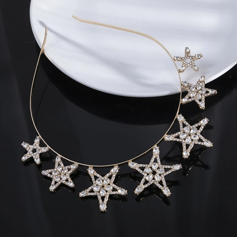 Diadema Brillante de Estrellas con Diamantes de Imitación Elegante Diadema de Aleación para Novia Accesorio de Boda