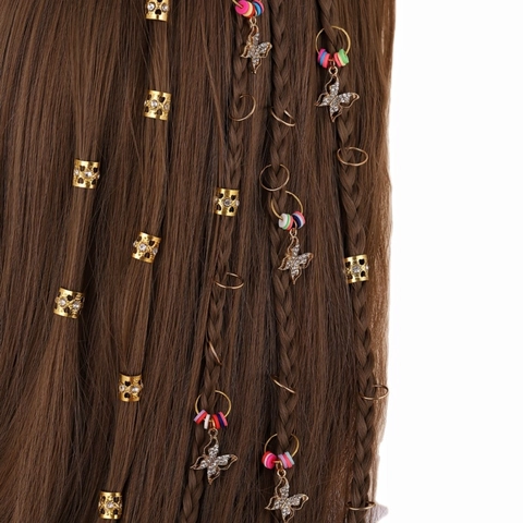 Gioielli Dreadlock a Farfalla Lega d'Oro Strass Accessori per Trecce Decorazioni per Capelli Retro Boho per Donna
