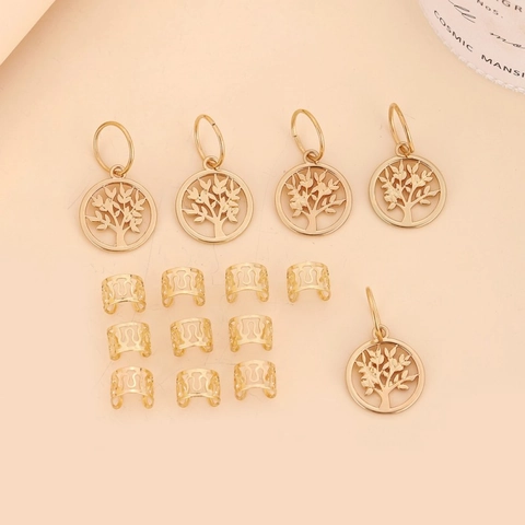 Accessori per Capelli Dreadlock in Lega d'Oro Albero della Vita Ciondoli in Metallo Cavo per Trecce Decorazioni per Donna
