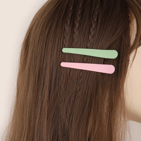 Simple Matte Macaron Color Duckbill Hair Clips Minimalist Long Bar One Word Clip Metal Matte Texture Hair Accessories For Women