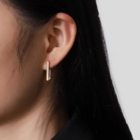 Orecchini a Bottone Rettangolari Minimalisti in Rame Placcato Oro Argento Gioielli Geometrici Donna Perno Acciaio Inossidabile