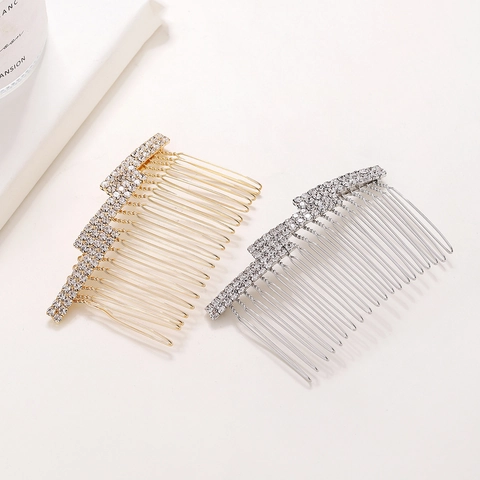 Elegant Rhinestone Bridal Hair Comb Alloy Zirconia Geometric Hair Insert For Wedding Banquet Party Women Hair Jewelry