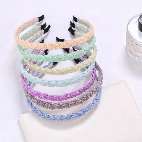 Handmade Braided Artificial Pearl Headband Korean Style Beaded Twist Hairband Colorful Fashion Hair Accessories For Women