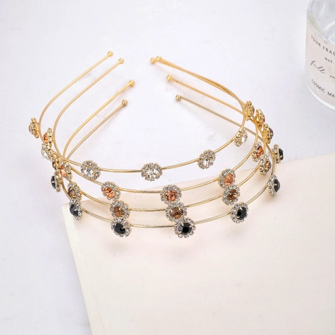 Eleganter Strass Sonnenblume Dünner Metall Haarreif Legierung Gold Blumen Rutschfester Haarreif Accessoire Für Damen Party
