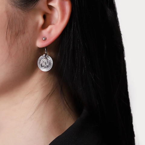 Vintage Titanstahl Münze Anhänger Bauchnabelpiercing Edelstahl Nabel Ohrstecker Für Damen Schmuck Gold Silber