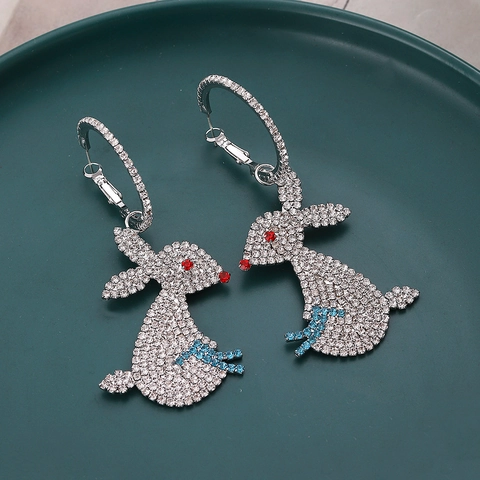 Trendige Legierung Strass Hase Tropfen Ohrringe Mit 925 Sterling Silber Stift Koreanisch Süß Damen Party Schmuck