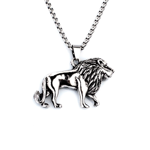 Collana con Ciondolo a Forma di Animale Leone in Acciaio Inossidabile Collana con Ciondolo in Lega Vintage Punk per Uomo Donna Gioielli Hip Hop