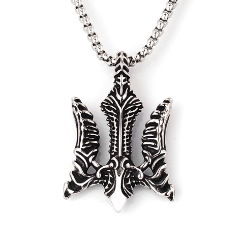 Collana con Ciondolo a Tridente Vichingo in Acciaio Inossidabile Stile Gotico Punk Pirata Nordico Gioielli Mitologici per Uomo