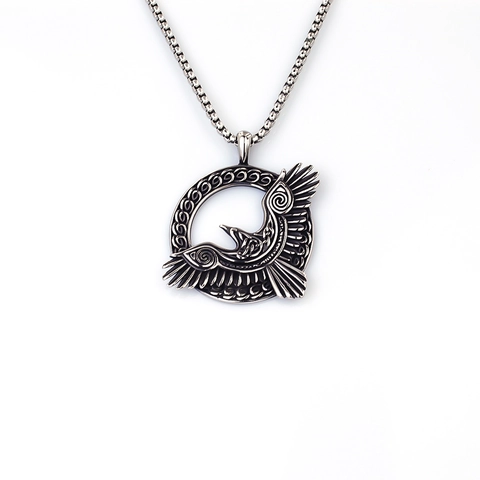 Vintage Viking Raaf Adelaar Hanger Halsketting Mannen Roestvrij Staal Noords Keltische Knoop Kraai Vogel Sieraden Punk Gothic