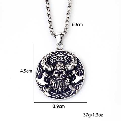 Collana con Pendente Teschio Pirata Norreno Vichingo Acciaio Inossidabile Argento Antico Gothic Punk Doppia Ascia Guerriero Gioielli Uomo