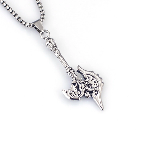 Vintage Stainless Steel Axe Skull Cross Pendant Necklace Punk Gothic Hip Hop Viking Jewelry For Men Boys Gift Accessory