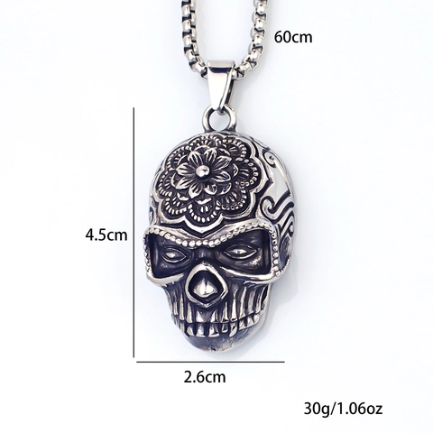 Vintage Stainless Steel Chain Alloy Skull Pendant Necklace For Men Gothic Viking Thor Hammer Axe Dragon Heart Punk Jewelry