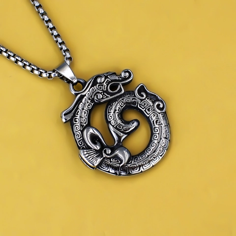 Vintage Stainless Steel Chain Alloy Pendant Necklace Dragon Skull Cross Viking Gothic Punk Jewelry For Men Unisex Retro Jewelry