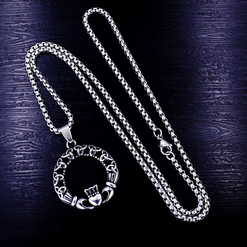 Vintage Viking Keltischer Knoten Claddagh Krone Anhänger Halskette Für Herren Edelstahl Gothic Punk Totenkopf Drache Herz Axt Schmuck