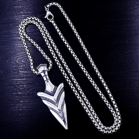 Vintage Edelstahl Anhänger Halskette Herren Wikinger Pfeilspitze Totenkopf Kreuz Punk Goth Box Kette Retro Modeschmuck Geschenk