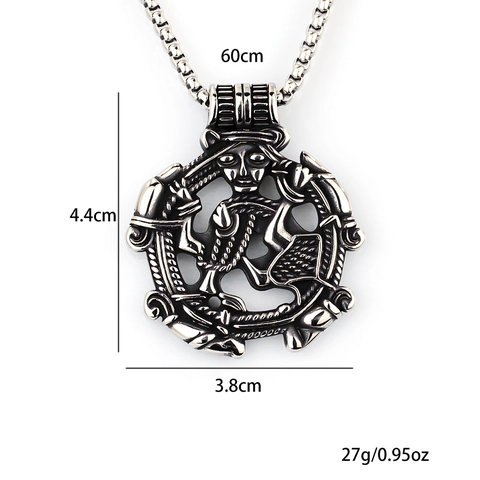 Vintage Viking Pendant Necklace Stainless Steel Antique Silver Norse Mythology Skull Animal Pendant Punk Jewelry For Men