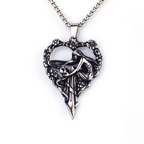Collana con Ciondolo in Acciaio Inossidabile Retrò Gotico Punk Cuore Spada Forma di Animale Argento Antico Collana Lunga da Uomo Donna