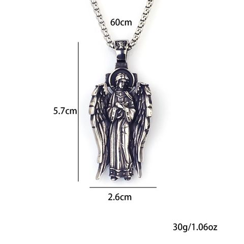 Vintage Religioso Angelo Ciondolo Collana Per Uomo Donna Catena In Acciaio Inossidabile Lega Gotico Mitico Guerriero Preghiera Ali Collana Moda Gioielli