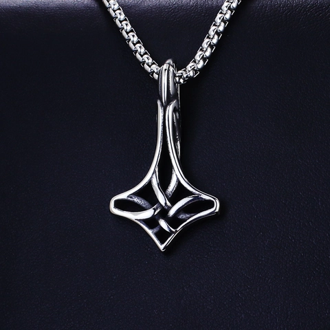 Vintage Roestvrij Stalen Viking Keltische Knoop Hanger Ketting Voor Mannen Vrouwen Gothische Punk Mythologie Box Ketting Sieraden