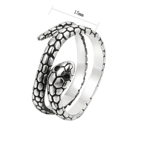 Vintage Men Alloy Punk Open Ring Adjustable Animal Snake Dragon Skull Wolf Head Gothic Ring Antique Silver Finger Jewelry