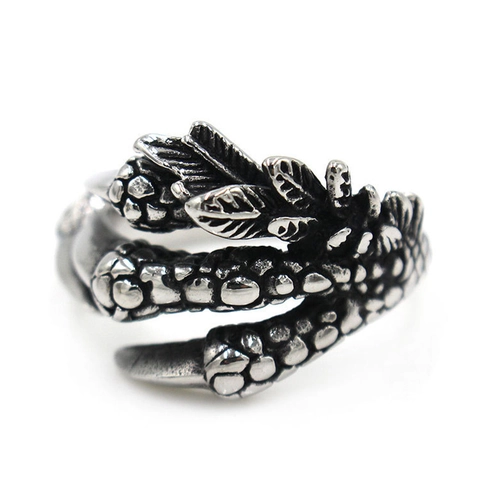 Vintage Gothic Dragon Claw Open Ring For Men Punk Adjustable Retro Silver Eagle Tiger Snake Animal Finger Jewelry