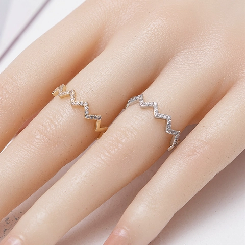 Minimalistische Kupfer Zirkonia Welle Offen Verstellbarer Ring Für Damen Gold Silber Plattiert Mikro Eingelegte Zirkonia Schmuck Ring Geschenk