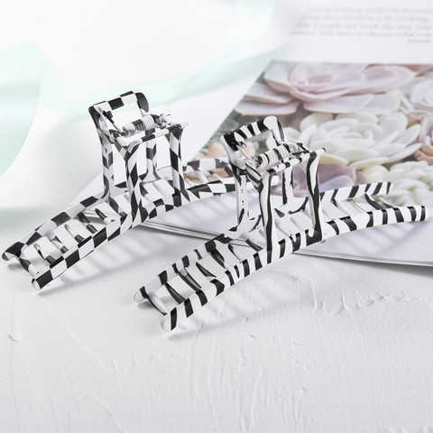 Vintage Leopardenmuster Große Haarklammer Retro Zebramuster Holzmaserung Bedruckte Schachbrettmuster Haarschmuck Für Damen