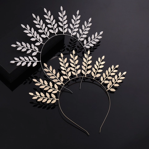 Damen Vintage Legierung Blatt Heiligenschein Krone Haarreif Gold Silber Griechischer Stil Braut Hochzeit Haarschmuck Fotografie Requisite Schmuck