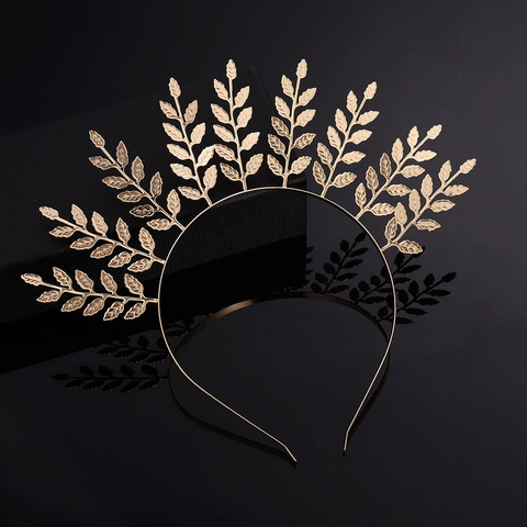Damen Vintage Legierung Blatt Heiligenschein Krone Haarreif Gold Silber Griechischer Stil Braut Hochzeit Haarschmuck Fotografie Requisite Schmuck